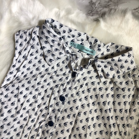 Maurices Tops - Blue and White Sailboat Button Down Tank